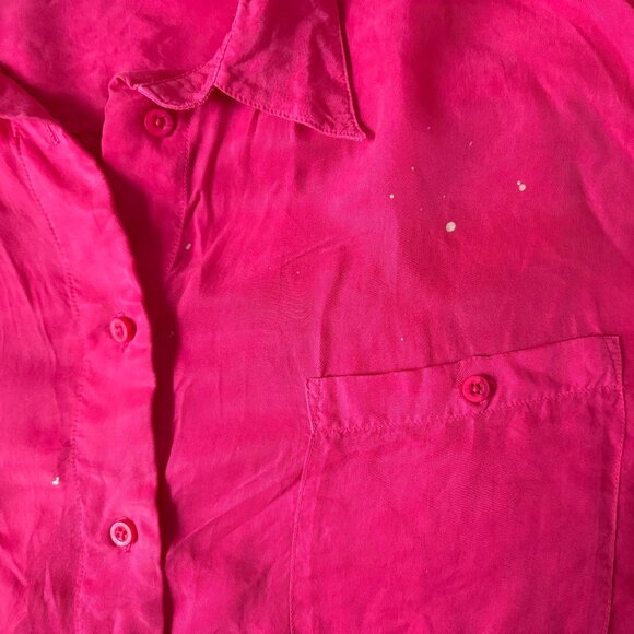 Left On Friday Sports Silk Button-Down, Hot Pink, Size S/M - Picture 4 of 10